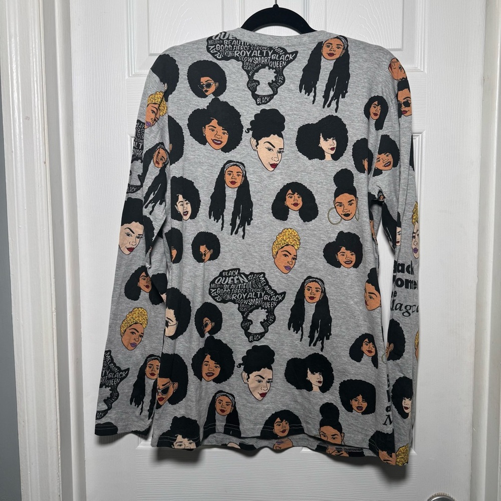 Black Women Are Magical Graphic Tee Long Sleeve Gray 1X Statement - Picture 3 of 4